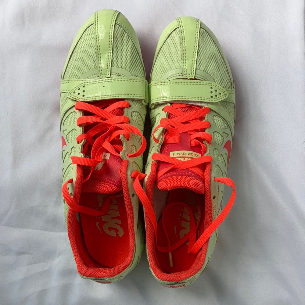 Nike green and orange track cleats - size 9